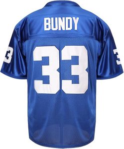 Camiseta de Fútbol Americano Polk High 33 Bundy Azul y Blanca Personalizada para Hombre, Tipo de Tela 100% Poliéster - Product Image 4