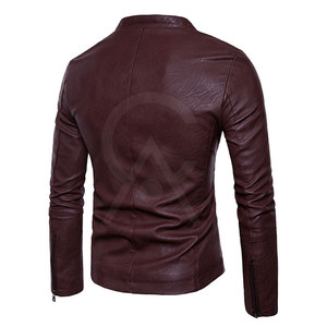 Veste en cuir d'hiver pour homme de qualité supérieure, personnalisable, avec col montant et logo frontal, vêtement d'extérieur écologique et respirant - Product Image 2