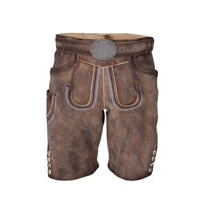 Shorts bavarois décontractés pour hommes, coupe ajustée, style allemand, en cuir de vachette personnalisé du Pakistan, respirants, avec poches, tissés - Product Image 1
