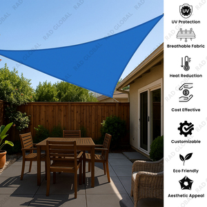 ผ้าบังแดดทรงสามเหลี่ยมสีน้ำเงินทะเล HDPE ระบายอากาศ ป้องกันรังสียูวี สำหรับสวน ลานบ้าน ระเบียงกลางแจ้ง - Product Image 2