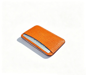New Release Castello Handmade Luxury High Quality Genuine Cowhide <b>Embossed</b> Leather Soft Slim <b>Card</b> Case Ripple Texture Business - Product Image 4