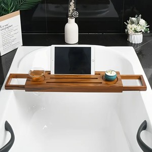 Wooden Bathtub <b>Caddy</b> <b>Bath</b> <b>Tray</b> for Tub Rectangle Minimalist Style Non-Slip Bathtub Rack for Bathroom Accessory, Spa Gift - Product Image 5