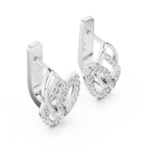 Pendientes Colgantes con Motivo de Hoja y Diamantes Cultivados en Laboratorio, Oro Blanco de 10K, Baño de Rodio, 0.546 Quilates de Peso Total, Lujo Inspirado en la Naturaleza - Product Image 3