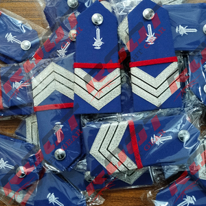 Cote D'Ivoire Blue Customized Embroidered Beads Sew-On Safety <b>Pin</b> High Quality Epaulet Shoulder <b>Badge</b> - Product Image 6