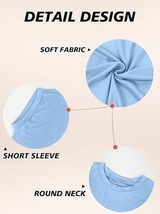 Blusa de Punto Casual para Mujer, Manga Corta, Cuello Redondo, Algodón Suave, Color Sólido, Uso Diario, Corte Regular - Product Image 6