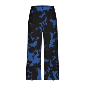 Pantalon tricoté décontracté pour femme, taille haute, coupe ample, jambe large, imprimé camouflage, en coton, longueur mollet, idéal pour l'été - Product Image 1