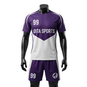 Conjunto de Uniforme de Balonmano Bicolor Morado y Blanco para Hombre, Jersey Deportivo de Poliéster, Pantalones Cortos, Ropa Deportiva para Equipo, Entrenamiento y Partido - Product Image 1