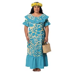 Robes sirène élégantes et décontractées pour femmes, style polynésien de l'île de Samoa, design créatif, vêtements à volants, col à volants, robe Aloha de plage pour femmes - Product Image 4
