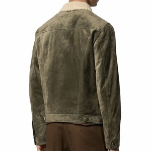 Veste en cuir vert vieilli pour homme, style trucker - Product Image 3