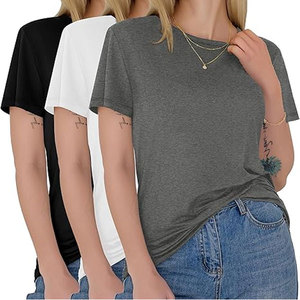 T-shirts pour femmes - Hauts à manches courtes printemps-été, col rond, tendance, décontractés, doux, basiques pour femmes 2k26 - Product Image 2
