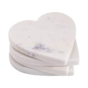 Sous-verres en marbre véritable naturel pour boissons, lot de 4, sous-verres modernes faits à la main, sous-verres blancs avec incrustation en laiton doré - Product Image 2