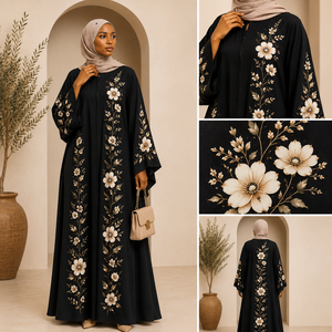 Abaya de Diseño Africano, Ropa Musulmana de Lujo para Mujer, Kaftán Abierto por Delante, Elegante Abaya Musulmana Africana, Kaftán Largo - Product Image 4