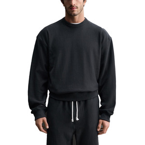 Sudadera con Capucha Negra para Hombre, Tejida, Corte Regular, Color Sólido, Informal, para Invierno, 100% Algodón, Transpirable y Ecológica - Product Image 1