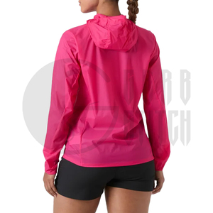 Women's <b>Pink</b> Hooded Windproof <b>Jacket</b> Full Sleeve Zipper Closure Lightweight Polyester Spring Wear - Product Image 5