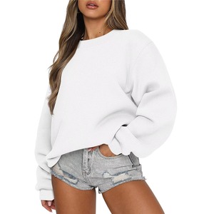 Sudadera Casual de Mujer Oversize con Cuello Redondo y Forro Polar, Color Liso, Hombro Caído, Manga Larga, Tejido de Algodón, para Otoño - Product Image 1