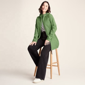 Chaqueta Larga con Capucha Verde para Mujer, Chaqueta Impermeable de Poliéster Acolchada de Manga Larga, Chaqueta Softshell Larga para Otoño - Product Image 4