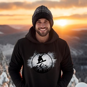 Sweat-shirt à capuche noir avec imprimé panda faisant du skateboard, vêtements décontractés pour hommes, automne - Product Image 5