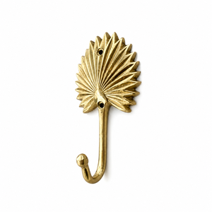 Palm Leaf Brass Wall <b>Hook</b> Gold Finish Handmade Heavy Duty <b>Coat</b> Hat Towel Bag Key Holder <b>Decorative</b> Vintage Home Wall Decor - Product Image 1