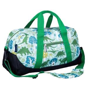 Splendid Apparel Waterproof <b>Dinosaur</b> Print Polyester Duffel <b>Bag</b> with Green Handles and Zipper Closure for Travel & Sports Use - Product Image 1