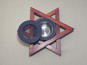 Hand-Made <b>Wooden</b> <b>Star</b> Incense Burner With Metal Insert Religious Use All-Season Redwood Holder - Product Image 1