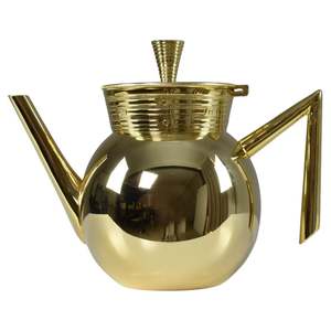 Smooth Design Classic Stainless Steel Gold Finished Eco-Friendly <b>1L</b> Capacity Amson Brass Customizable Teapot Lid Pot - Product Image 1