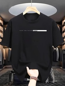 Camiseta de manga corta para hombre con estampado Face The Future, corte regular, cuello redondo, estilo casual, jersey blanco, logotipo frontal de algodón - Product Image 2