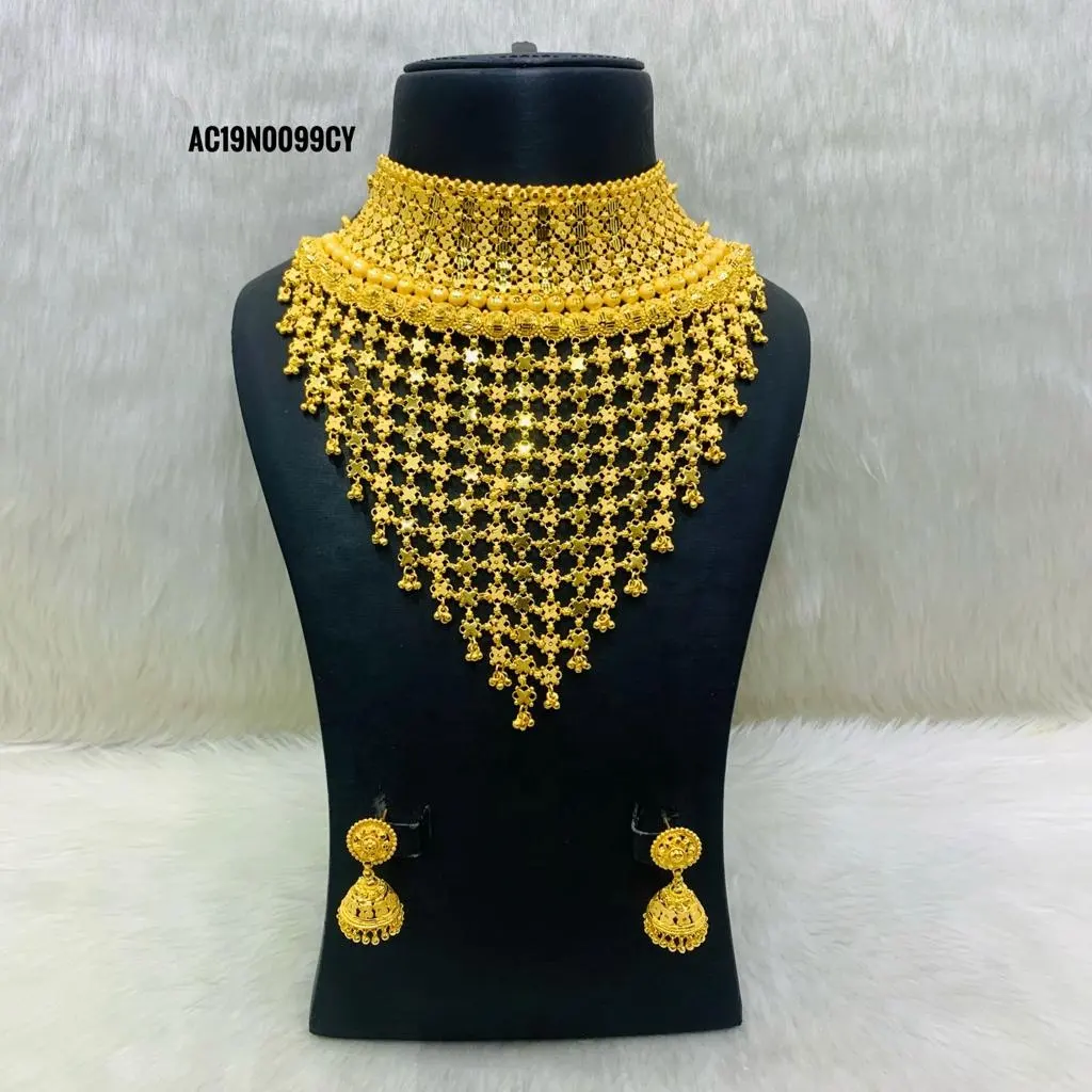 gold plated online design fashion jewellery all design Gold Plated Necklace Set-Buy Online
