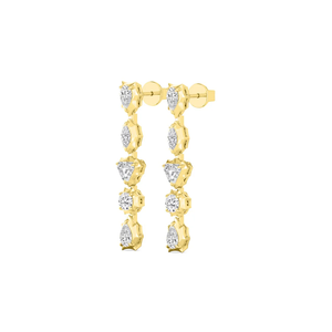 1.00 CTW Multi shape Lab Grown Diamond <b>Drop</b> Earrings, Georgian Cut Down Diamond Dangle Earrings, Vintage Style Bridal Earrings - Product Image 3