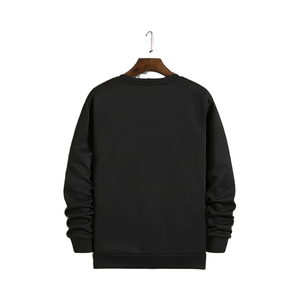 Sweat-shirt classique pour homme, couleur unie, col rond, coupe régulière, tricoté, pull décontracté, manches longues, noir, 100% biologique, service OEM - Product Image 1