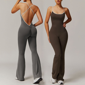 custom branding stretch sports <b>jumpsuit</b> bulk order premium breathable activewear women supplier wholesale premium training - Product Image 1