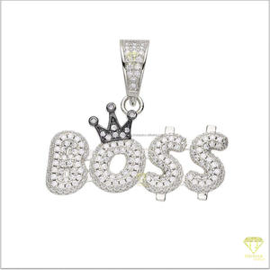 Custom " BOSS " Letter Pendant Moissanite Diamond Hip Hop <b>Chain</b> <b>Iced</b> <b>Out</b> Necklace Gold Jewelry - Product Image 3