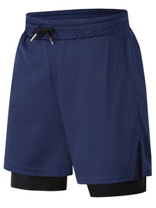 กางเกงขาสั้นชายหาดแบบ2 in 1แห้งเร็วสำหรับผู้ชายกางเกงขาสั้นแบบรัดกล้ามเนื้อสำหรับออกกำลังกายในยิม - Product Image 3