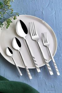 Ensemble de couverts en acier inoxydable au design moderne de qualité supérieure, comprenant fourchette, cuillère, couteau, compatible lave-vaisselle pour cuisine, restaurant, hôtel - Product Image 5