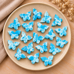 Cuentas de Piedra Preciosa Facetadas de Larimar Azul Turquesa en Forma de Mariposa de 14x10mm para Fabricación de Joyas, Cuentas Sueltas al por Mayor Hechas a Mano - Product Image 1