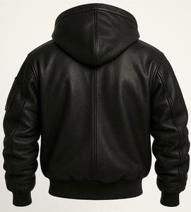 Men's Genuine Leather Winter Jackets with Stand Collar and Front Logo Quick Dry & Breathable Casual Style - Product Image 5