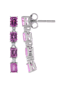 Pendientes de Diamante y Zafiro Rosa en Plata de Ley 92.5 KLST-30763 - Product Image 4
