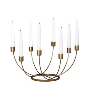Support de bougies à 8 têtes en fer doré poli de style nordique pour décoration intérieure, centre de table et éclairage d'intérieur - Product Image 1