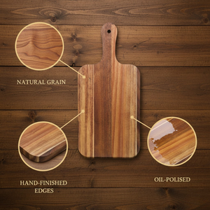 Tabla de cortar gruesa de madera de acacia premium con asas | Tabla de Cortar y Servir para Cocina, para Carne, Pan, Queso y Fruta - Product Image 5