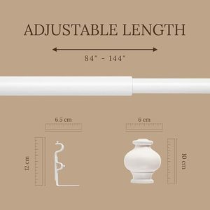ราวม่านสีขาวคลาสสิกพร้อมปลายม่านทรงกลม ติดตั้งง่าย สไตล์ดั้งเดิม - Product Image 3