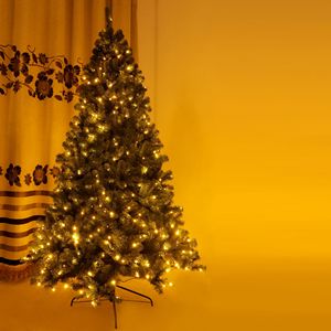 7.5ft Pre-Lit Artificial Christmas <b>Tree</b> with 400 LED <b>Lights</b> Hinged and Foldable Stand Convenient Xmas Decoration - Product Image 6