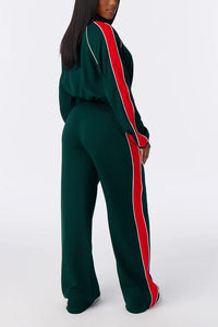 Ensemble de survêtement deux pièces pour femme : veste zippée à manches longues et pantalon large – Tenue décontractée pour le sport, le fitness et l'entraînement en salle de sport - Product Image 4