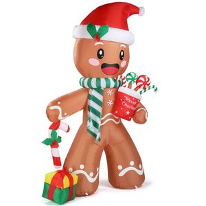 7.9 FT Lighted Christmas Gingerbread Man Inflatable Outdoor Holiday Yard Decoration Funny Blow Yard Decorations w - Product Image 4