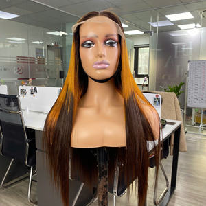 Prix de gros 100% Cheveux humains vierges bruts vietnamiens, Perruque en dentelle, Lisse baguette, Couleur Ombré Jaune, Extensions de cheveux Super Double Drawn - Product Image 5
