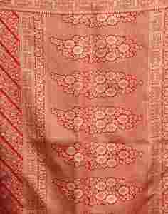 <b>Red</b> Silk <b>Saree</b> With Gold Zari Work Traditional Wedding Wear For Women India Pakistan - Product Image 6