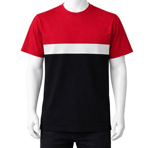 Camiseta de hombre con bloques de color personalizados, de alta calidad, 100% algodón, con paneles en contraste, para uso casual de verano. - Product Image 1