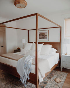 Contemporary KD Canopy <b>Bed</b> <b>Frame</b> | Natural Wash Solid Wood <b>Platform</b> <b>Bed</b> Wholesale India - Product Image 2