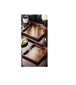 Bandeja de servir de madera minimalista contemporánea para una decoración elegante del hogar y para servir alimentos - Product Image 2
