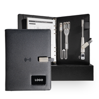 Carnet OEM CARDSILK avec batterie externe, couverture rigide en cuir PU, coffret cadeau, agenda multifonctionnel pour bureau d'entreprise, logo personnalisé