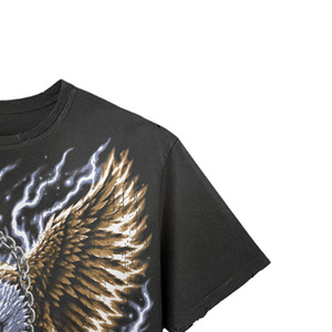 T-shirt noir à col roulé pour homme, imprimé sérigraphié Aigle, 100 % coton, coupe classique, manches courtes - Product Image 2