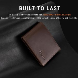 Portafoglio Bifold in Vera Pelle Fatto a Mano per Uomo con Blocco RFID e 2 Finestre per Documenti, Elegante Portafoglio Maschile con Confezione Regalo - Product Image 2